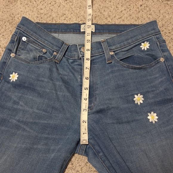 J. Crew Embroidered Slim Broken In Boyfriend Jeans H0911 Daisy Flowers Boho 27 - Picture 6 of 9
